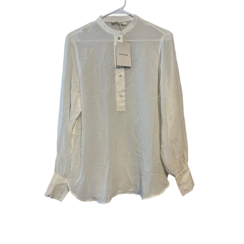 Everlane THE HENLEY SHIRT IN WASHABLE SILK Size 2 *flaw - Picture 3 of 10